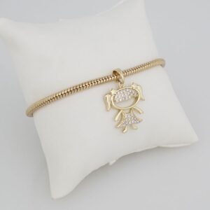 Bracelets Woman/ Manillas Mujer/ 14K Real Color / One Charms 3mm// M0001