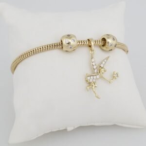 Bracelets Woman/ Manillas Mujer/  14K Real Color/  Three Charms  3mm/ M0021