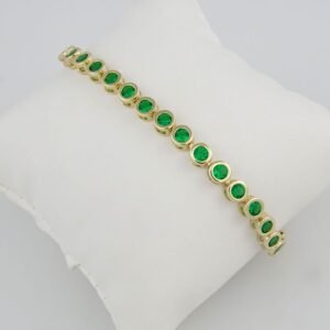 Bangles Woman/Pulsos Dama/ Green Zircon Stone/  14K Real Color /M0043