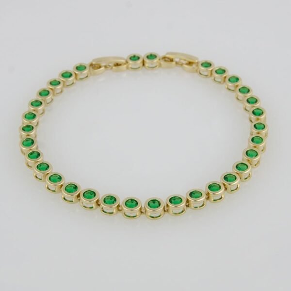 Bangles Woman/Pulsos Dama/ Green Zircon Stone/  14K Real Color /M0043 - Image 2