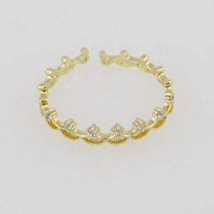 R035 Ring - Anillos - Zircon Stone - 14K Real Color -Ajustable