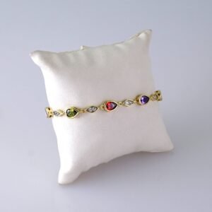 Women's Bracelets-Pulseras Dama-Zircon Stone-14K Real Color-Stainless Steel-B1274