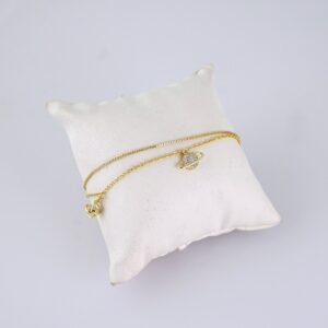 Women's Bracelets-Pulseras Dama-Zircon Stone-14K Real Color-Stainless Steel-B1276