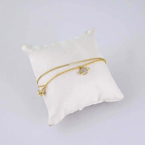 Women's Bracelets-Pulseras Dama-Zircon Stone-14K Real Color-Stainless Steel-B1276