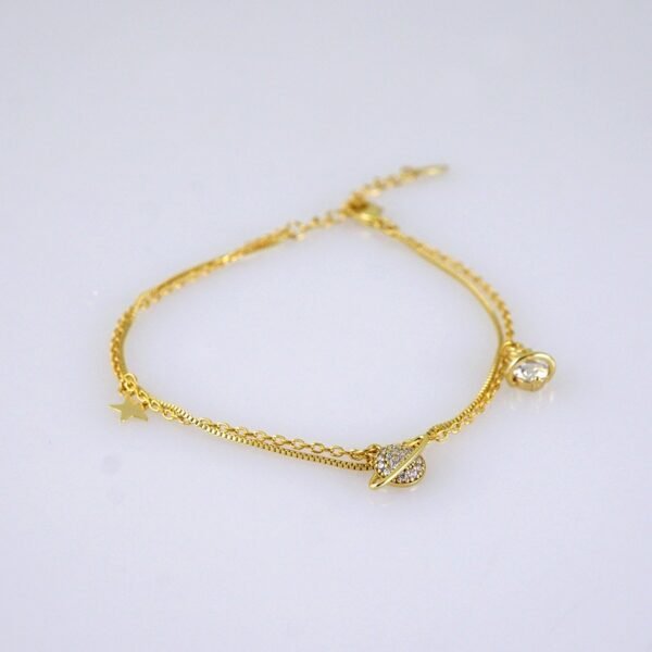 Women's Bracelets-Pulseras Dama-Zircon Stone-14K Real Color-Stainless Steel-B1276 - Image 2