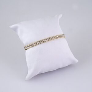 Women's Bracelets-Pulseras Dama-Zircon Stone-14K Real Color-Stainless Steel-B1279