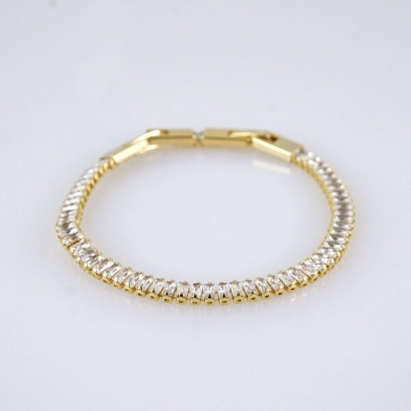 Women's Bracelets-Pulseras Dama-Zircon Stone-14K Real Color-Stainless Steel-B1279 - Image 2
