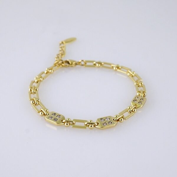 B1298 Women's Bracelet - Pulseras Dama - Zircon Stone - 14K Real Color - Image 2