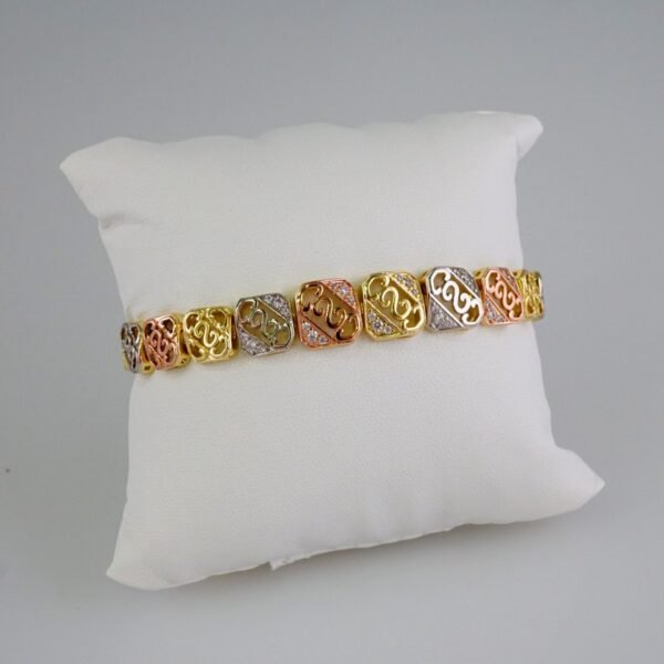 Women Bracelets/ Pulseras Dama/  Zircon Stone/  Three Tone// B833