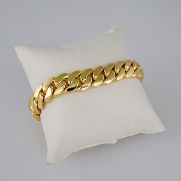 Men Bracelets/Pulseras Hombre/ Plain/  925 Silver Whit Gold Plated/  14K Real Color// B925P02 - Image 2