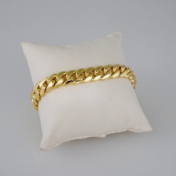 Men Bracelets/Pulseras Hombre/ Plain/  925 Silver Whit Gold Plated/  14K Real Color// B925P03 - Image 2