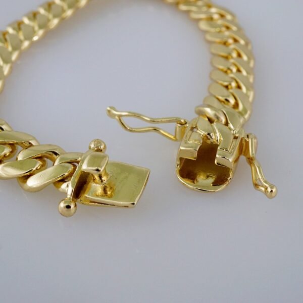 Men Bracelets/Pulseras Hombre/ Plain/  925 Silver Whit Gold Plated/  14K Real Color// B925P03 - Image 3