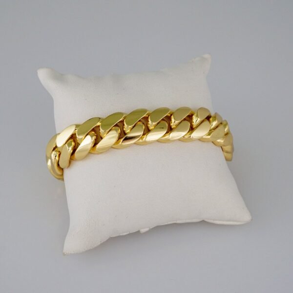 Men Bracelets/Pulseras Hombre/ Plain/  925 Silver Whit Gold Plated/  14K Real Color// B925P04 - Image 2
