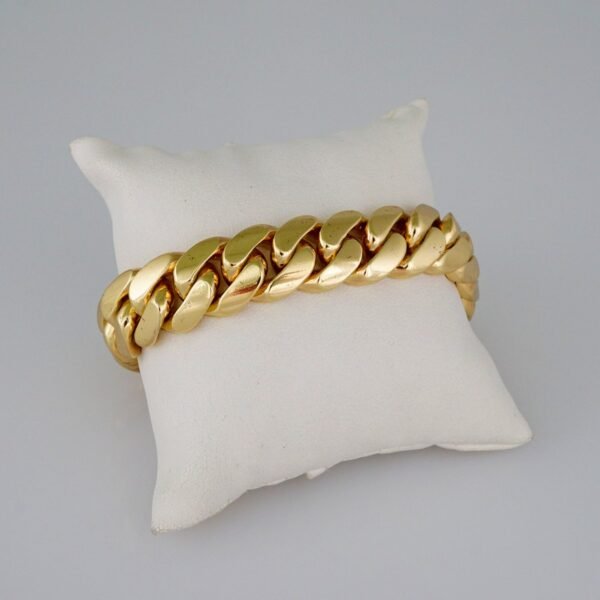 Men Bracelets/Pulseras Hombre/ Plain/  925 Silver Whit Gold Plated/  14K Real Color// B925P05 - Image 2