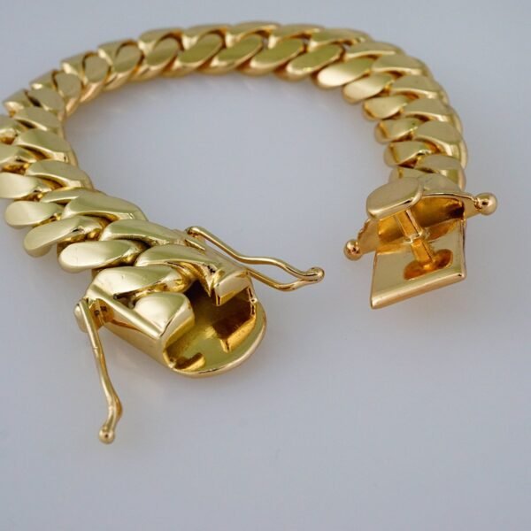 Men Bracelets/Pulseras Hombre/ Plain/  925 Silver Whit Gold Plated/  14K Real Color// B925P05 - Image 3