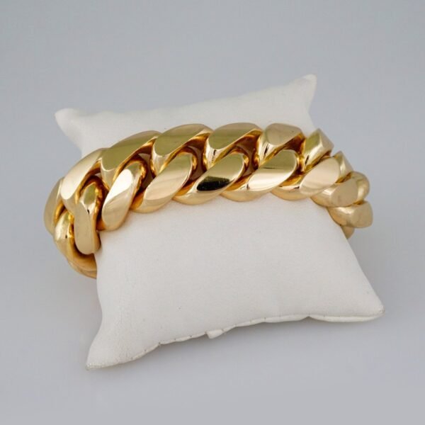 Men Bracelets/Pulseras Hombre/ Plain/  925 Silver Whit Gold Plated/  14K Real Color// B925P06 - Image 2