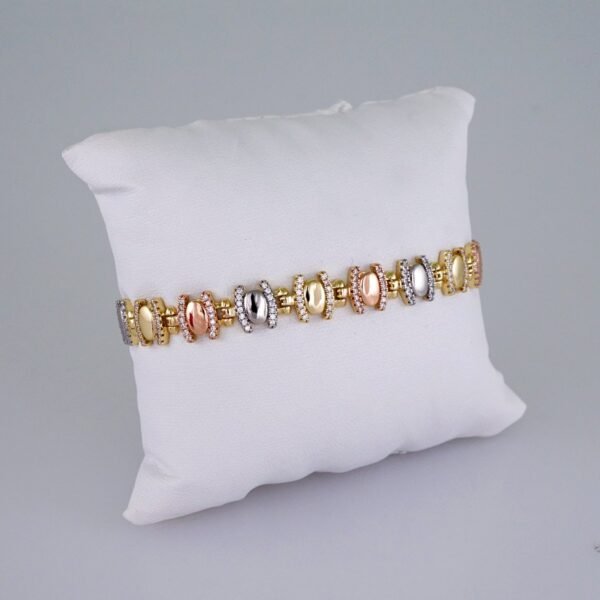 Woman Bracelets/ Pulseras Dama/  Zircon Stone/  Three Tone// B951