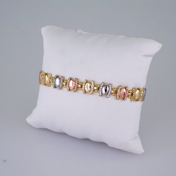 Woman Bracelets/ Pulseras Dama/  Zircon Stone/  Three Tone// B951 - Image 2