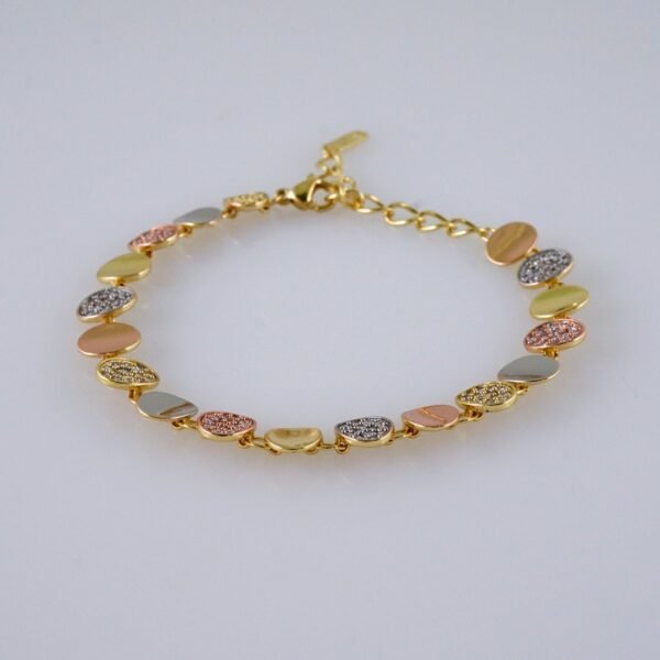 Women Bracelets/ Pulseras Dama/  Zircon Stone/ Three Tone// B988 - Image 2