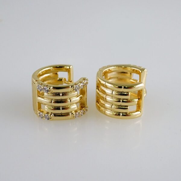 Women Earrings/ Aretes Dama/  Zircon Stone/  14k Real Color// E1001 - Image 2
