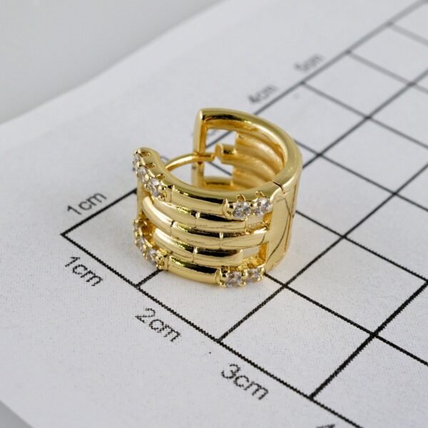 Women Earrings/ Aretes Dama/  Zircon Stone/  14k Real Color// E1001 - Image 3