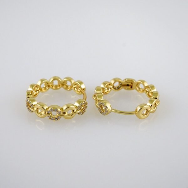 Women Earrings/ Aretes Dama/  Zircon Stone/  14k Real Color// E1027 - Image 2