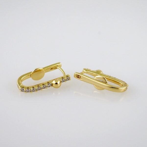 Women Earrings/ Aretes Dama/  Zircon Stone/  14k Real Color// E1029 - Image 2