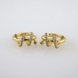 Women Earrings/ Aretes Dama/  Zircon Stone/  14k Real Color// E1032