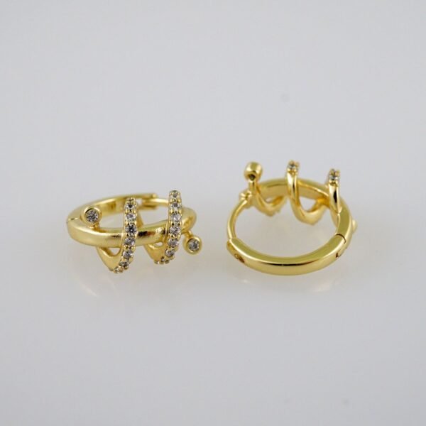 Women Earrings/ Aretes Dama/  Zircon Stone/  14k Real Color// E1032 - Image 2