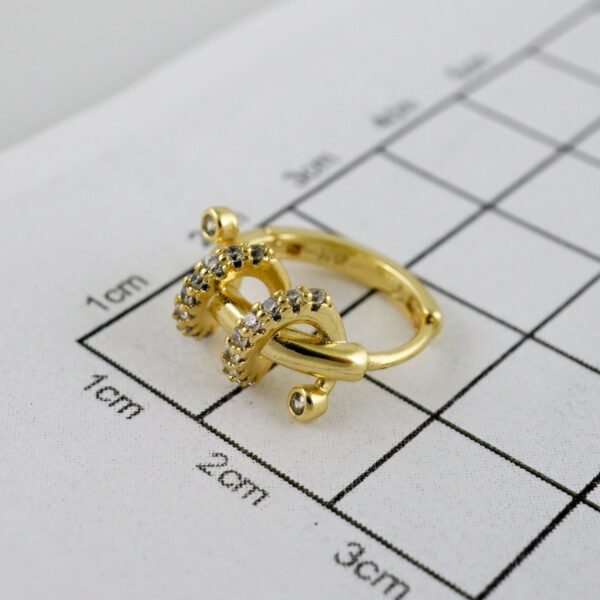 Women Earrings/ Aretes Dama/  Zircon Stone/  14k Real Color// E1032 - Image 3