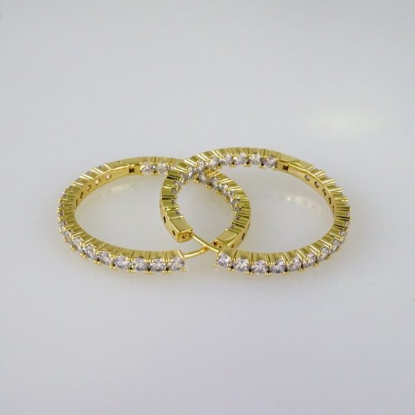 Women Earrings/ Aretes Dama/  Zircon Stone/  14k Real Color// E1061 - Image 2