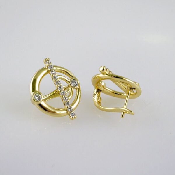 Women Earrings/ Aretes Dama/  Zircon Stone/  14k Real Color// E1066 - Image 2