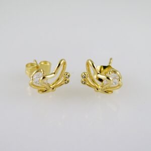 Women Earrings/ Aretes Dama/  Zircon Stone/  14k Real Color// E1070