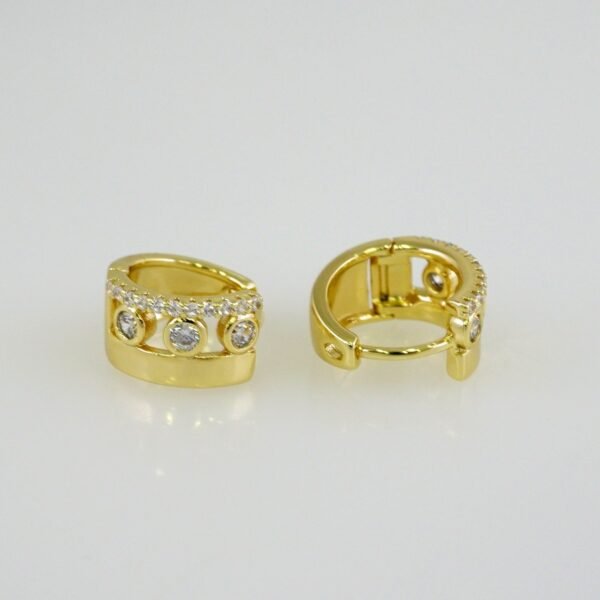 Women Earrings/ Aretes Dama/  Zircon Stone/  14k Real Color// E1076 - Image 2