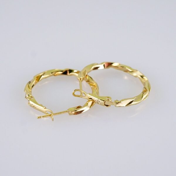 Women Earrings/ Aretes Dama/  Plain/  14k Real Color// E1321 - Image 2