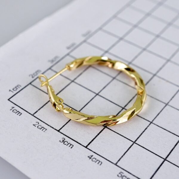 Women Earrings/ Aretes Dama/  Plain/  14k Real Color// E1321 - Image 3