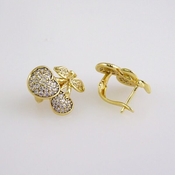 Women Earrings/ Aretes Dama/  Zircon Stone/  14k Real Color// E1087 - Image 2