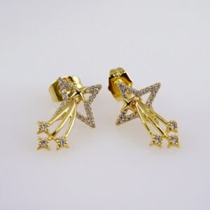 Women Earrings/ Aretes Dama/  Zircon Stone/  14k Real Color// E1092