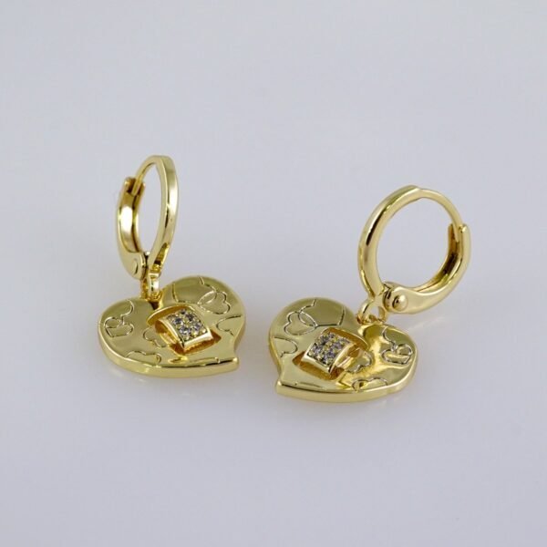 Women Earrings/ Aretes Dama/  Zircon Stone/  14k Real Color// E1096