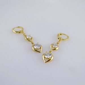 Women Earrings/ Aretes Dama/  Zircon Stone/  14k Real Color// E1098