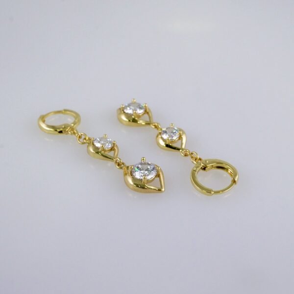 Women Earrings/ Aretes Dama/  Zircon Stone/  14k Real Color// E1098 - Image 2
