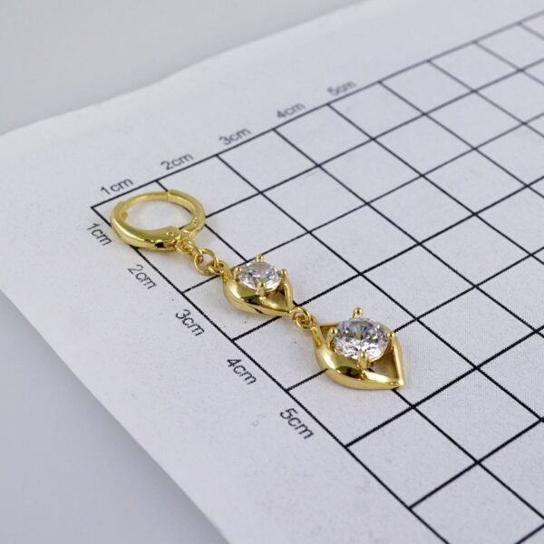 Women Earrings/ Aretes Dama/  Zircon Stone/  14k Real Color// E1098 - Image 3