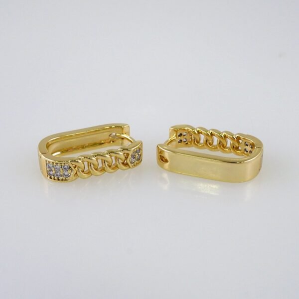 Woman Earrings / Aretes Dama/  Zircon Stone/  14k Real Color// E1124 - Image 2