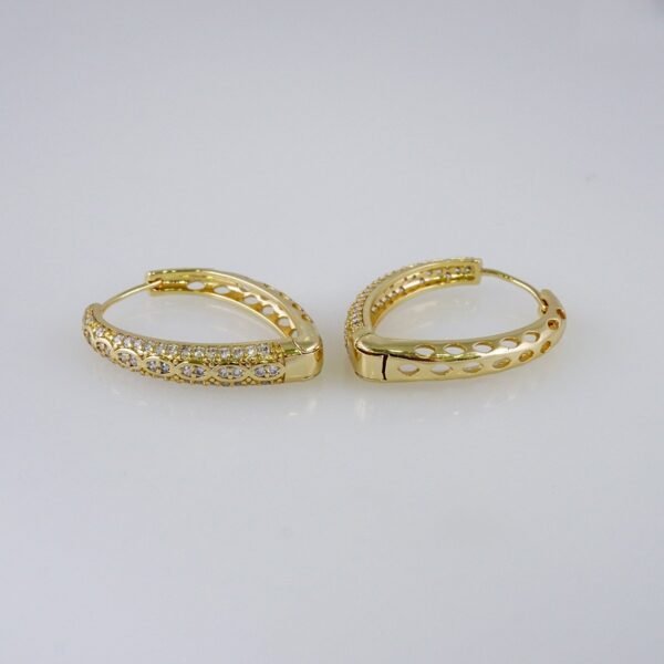 Woman Earrings / Aretes Dama/  Zircon Stone/  14k Real Color// E1126 - Image 2