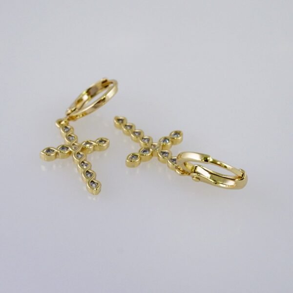 Woman Earrings / Aretes Dama/  Zircon Stone/  14k Real Color// E1128 - Image 2