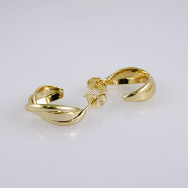 Woman Earrings / Aretes Dama/  Plain/  14k Real Color// E1150 - Image 2