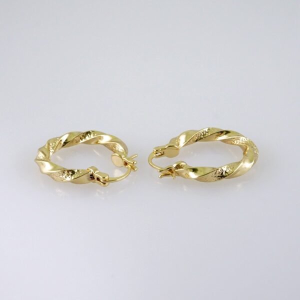 Woman Earrings / Aretes Dama/  Plain/  14k Real Color//E1157 - Image 2
