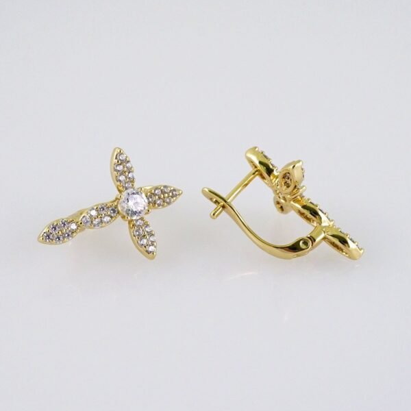 Woman Earrings / Aretes Dama/  Zircon Stone/  14k Real Color// E1163 - Image 2