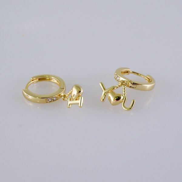 Woman Earrings / Aretes Dama/Zircon Stone/14k Real Color// E1174 - Image 2