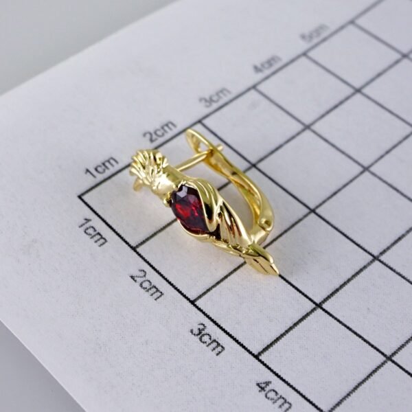 Woman Earrings / Aretes Dama/  Zircon Stone/  14k Real Color// E1176 - Image 3